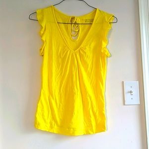 Anthropologie Sunshine Yellow Flutter Sleeve Top